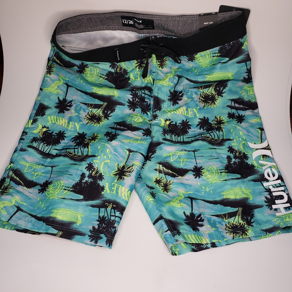 Hurley Kids Waikiki Doodle Boardshorts Aurora Green 12 Kids